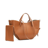 2025 leather shoulder bag versatile niche handbag, top layer cowhide commuting high-end feeling, large capacity tote bag for wom