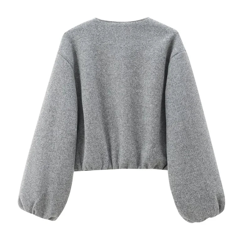 HXAO Cropped Bomber Jacket – Women's Soft Zip-Up Coat