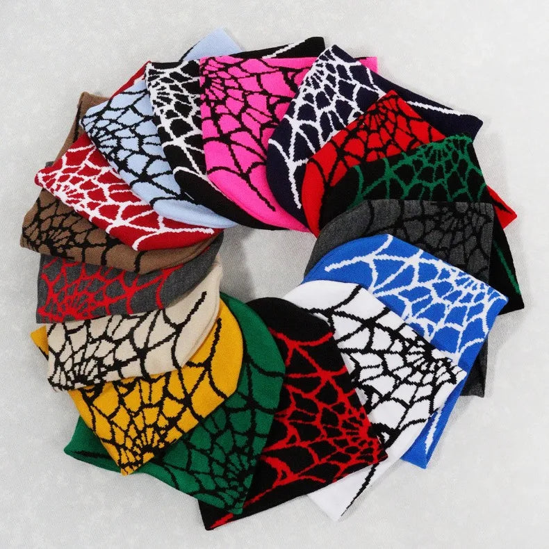 Spider Embroidered Knit Beanie – Y2K Winter Hat