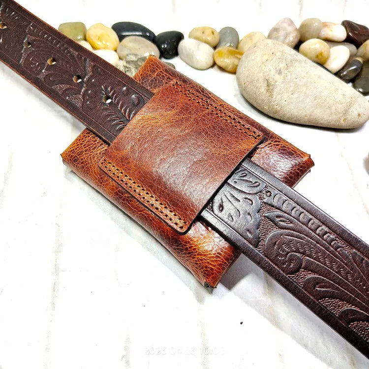 Small Waist Bag Genuine Leather Belt Pack Wallet Coin Purse Card Holder Car Key Pouch Driver's License Case Men Women 6065