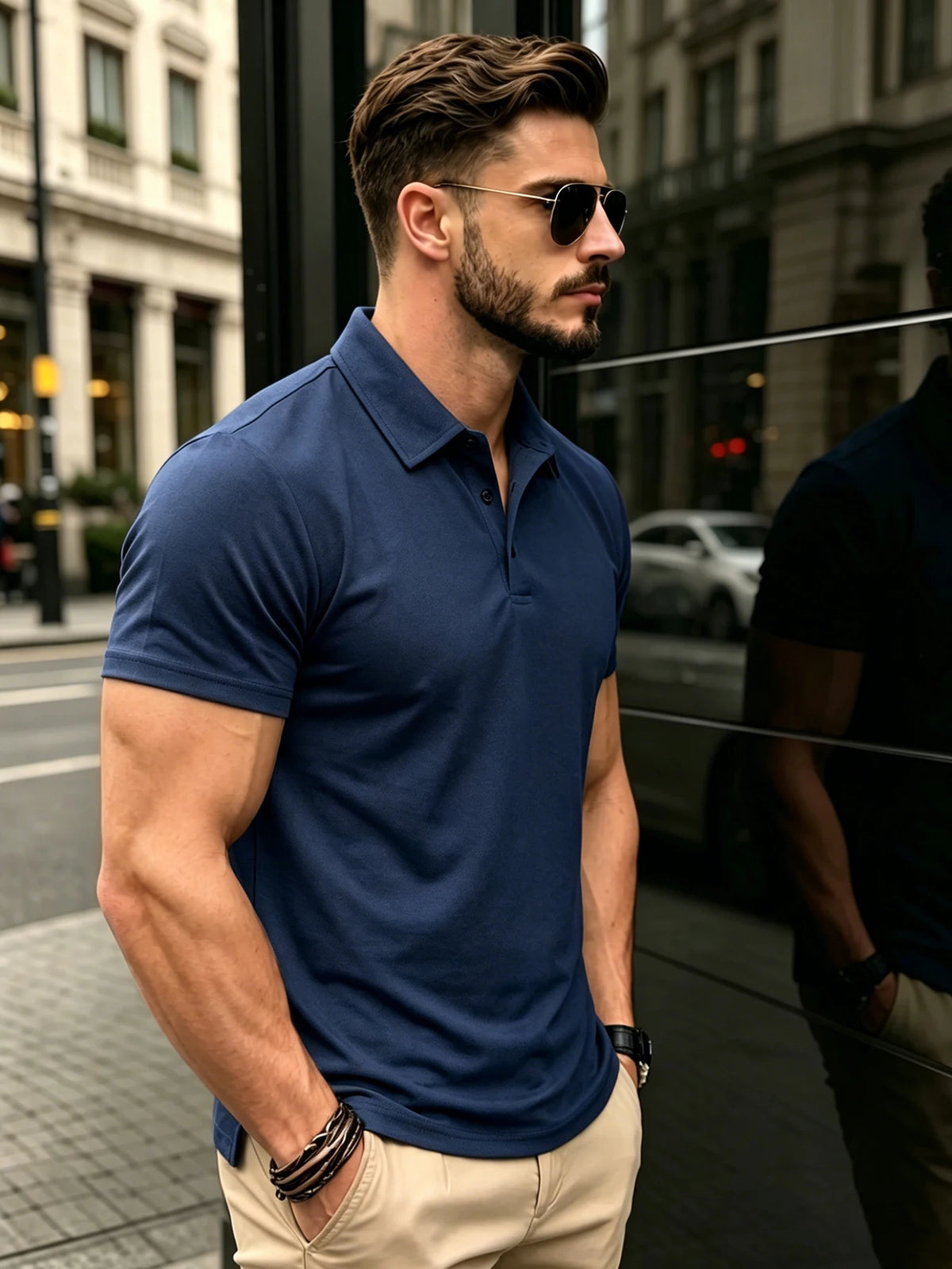 Men Classic Solid Polo Shirt Lapel Neck Short Sleeve Slim Fit Breathable Tee Smart Casual Office Daily Male Shirts