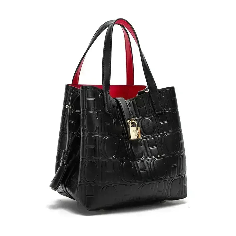 Embossed Letter Print Crossbody & Large Capacity Tote