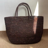 Large Handwoven Rattan Tote Bag for Women Natural Straw Beach Bag Purse Luxury Shoulder Bags Handbag Summer
