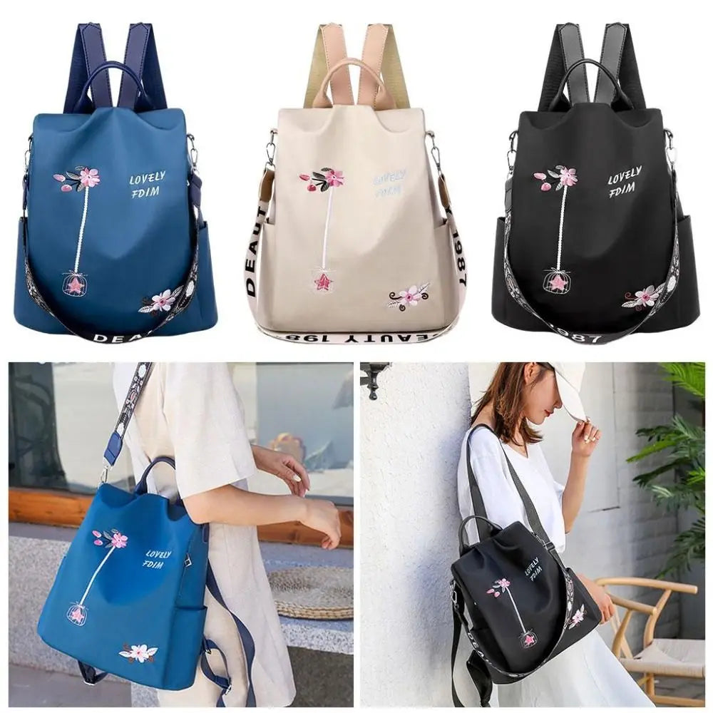 Women Oxford Backpack Casual Embroidery Bag Designer Female Large Capacity Travel Waterproof Handbag Shopping Knaps School Bag