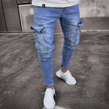 Men's Slim Fit Elastic Denim Cargo Joggers