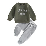 Toddler Boy "Little Dude" 2-Piece Fall/Winter Outfit | Long Sleeve Sweatshirt & Pants Set