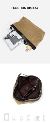 2025 Fall Winter New Suede Leather Tote Bag Unique Vintage Large Capacity Shoulder Crossbody Handheld Bag Durable Women Handbag