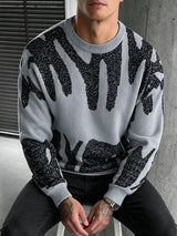 Men's Graffiti Jacquard Crew Neck Knit Sweater