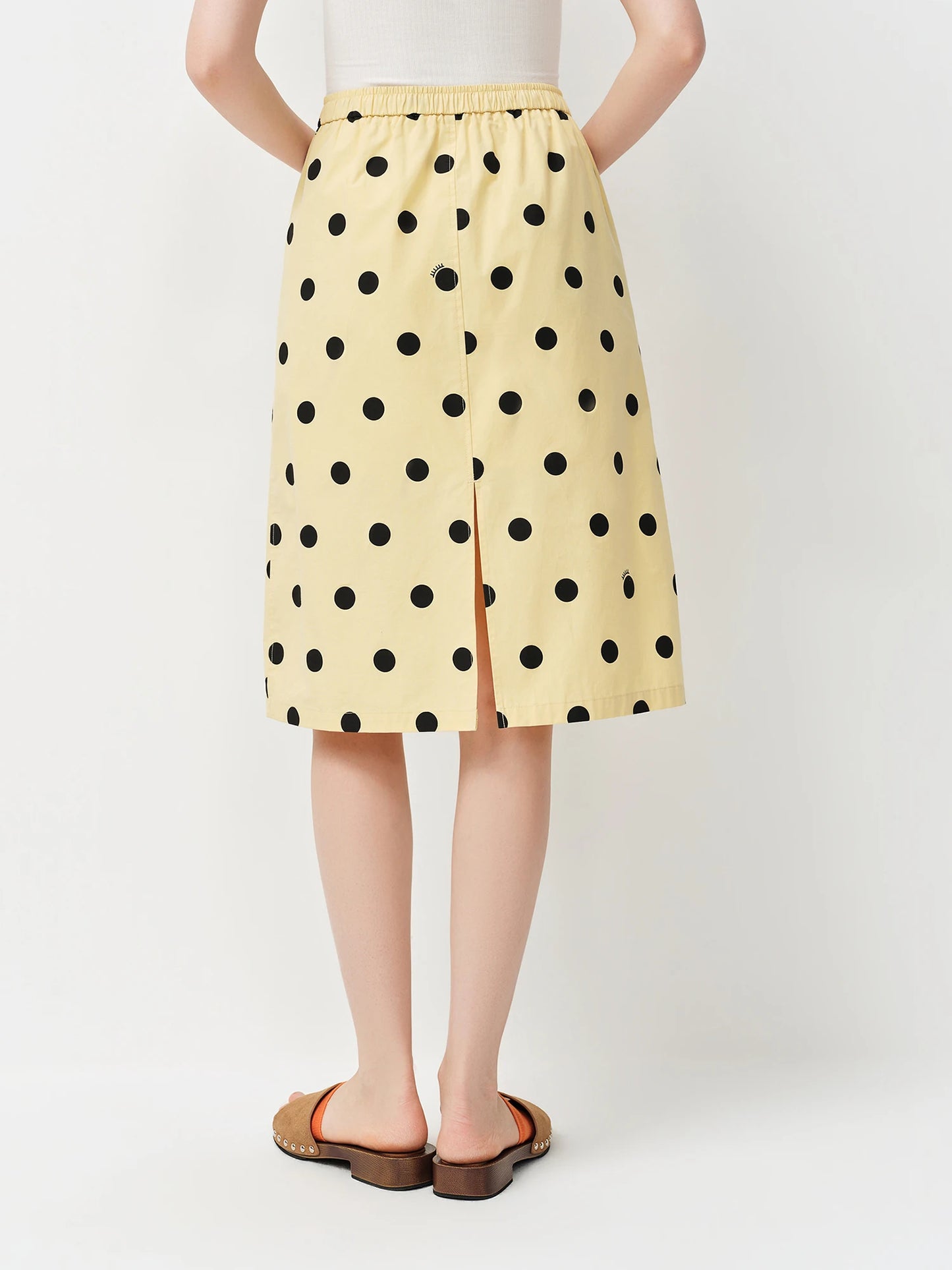 Polka Dot Lace-Up A-Line Skirt – Chic Knee-Length