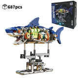 Mechanical Sea Animals Building Blocks DIY Movable Whale Octopus Manta Shark Piranha Creative Technical MOC Desktop Decor Gift