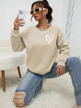 Heart Pattern Fleece Crewneck