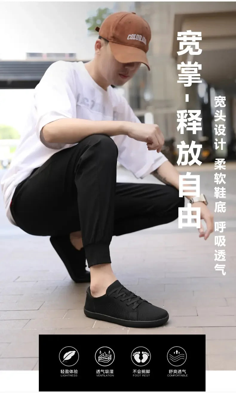 Summer Men's Casual Sports Shoes, Men's and Women's Wide Version Barefoot Shoes Outdoor Running Casual Shoes, Minimalist Shoes
