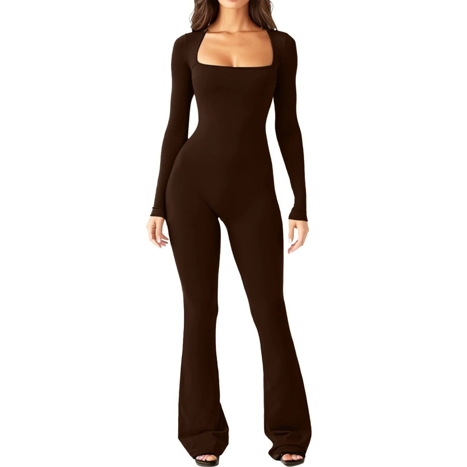 Wide-Leg Yoga Bodysuit | One-Piece Long Sleeve Gym Jumpsuit (S-2XL)