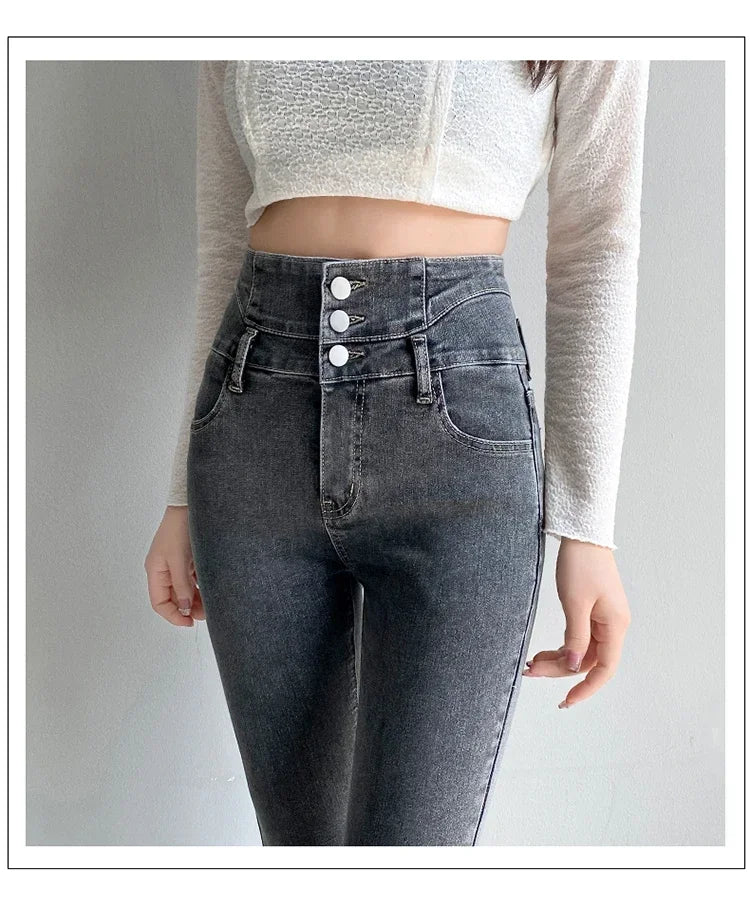 Women's High Waist Stretch Jeans – Slim Denim Pants