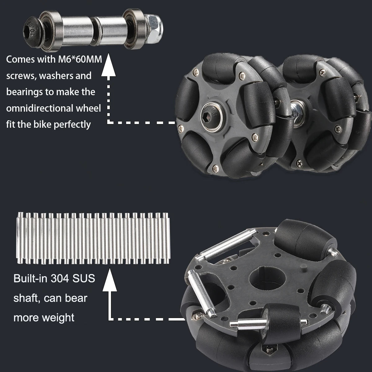 58mm Nylon Omni Wheels for Brompton Folding Bike