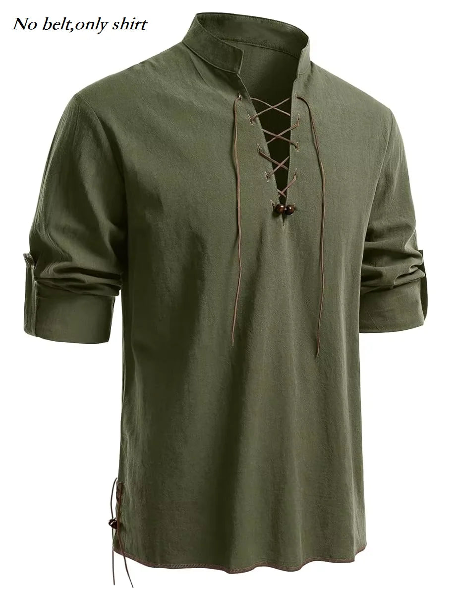 Men's Medieval Pirate Lace-Up Shirt