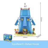 Spongebob Cartoon Krusty Krab Restaurant Building Blocks Creative Canteen Scenes Model Bricks Desktop Ornaments Fans Toys Gifts