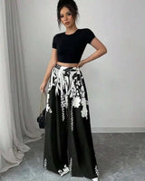 Women's Tropical Print Wide-Leg Pants