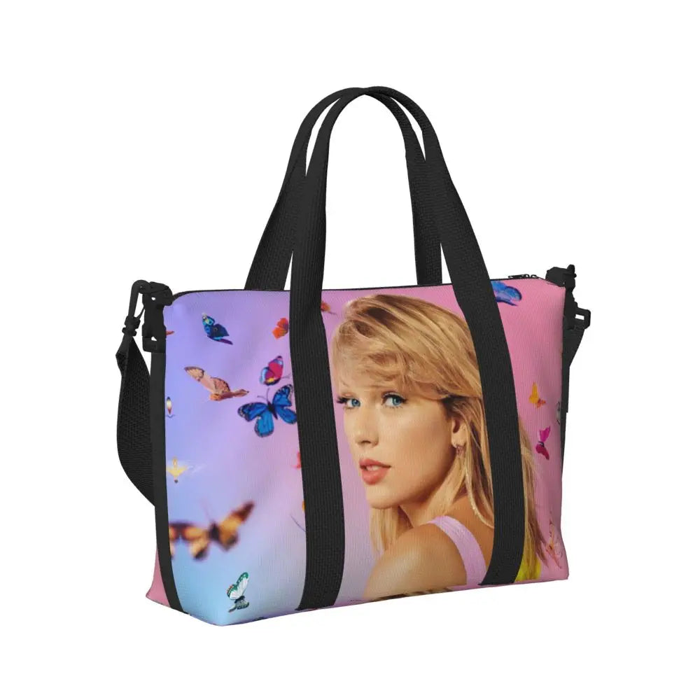 Custom The Eras Tour 1989 Taylor's Swift's American Pop Singer Tote Bag Women Large Capacity Beach Gym Travel Bags