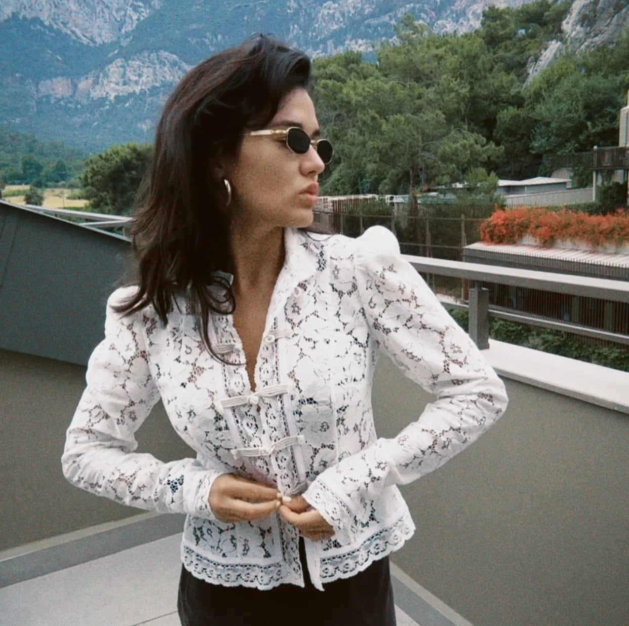 Summer Elegant Lace Hollow Out Party Blouse