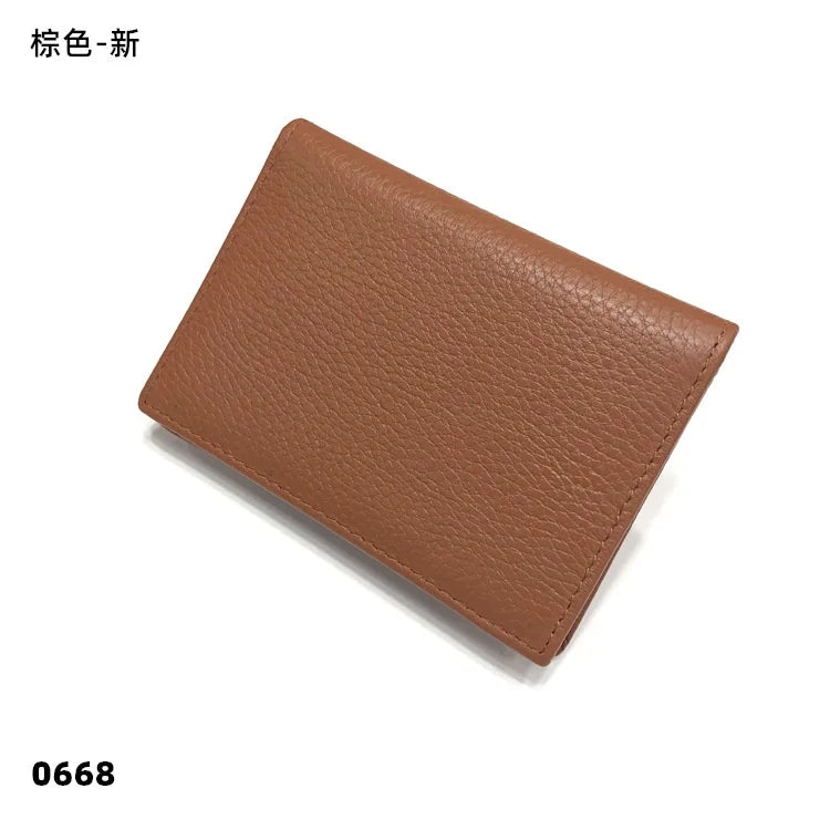 Dropshipping Custom Name Genuine Leather Men Women Business Card Holder Bifold Credit Card Case With ID Window