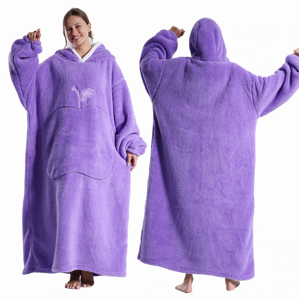 Extra Long Hooded Wearable Blanket