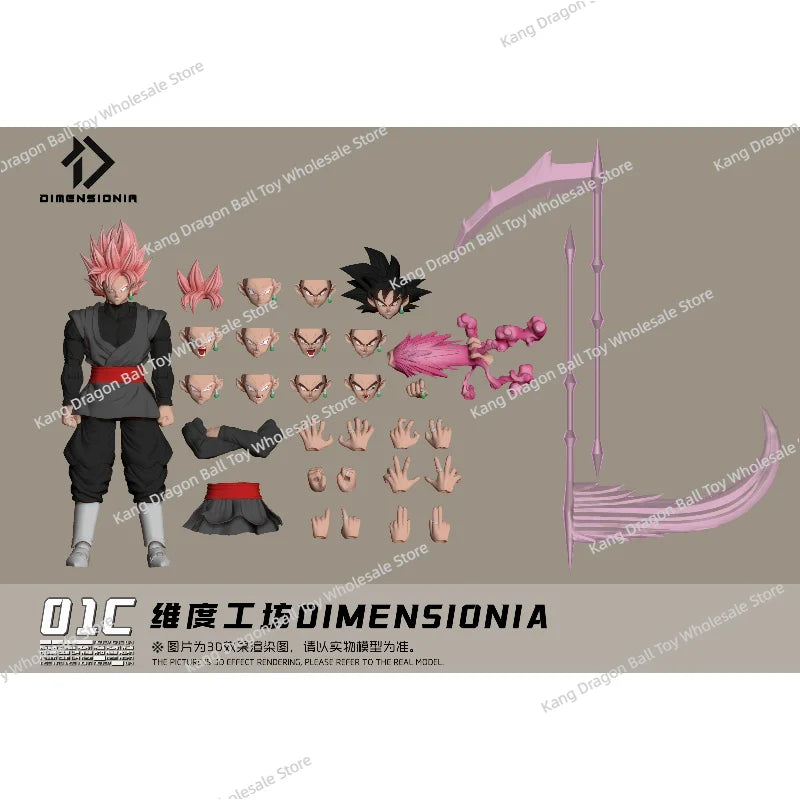 In stock  Dimensionia Workshop DIMENSIONIA Dragon Ball 01A-01C Black Goku Rebel God Action Figure