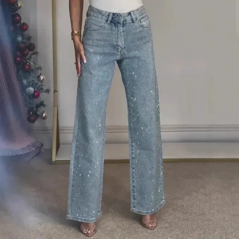 Women's Diamond Straight-Leg High-Waist Jeans
