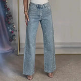 Women's Diamond Straight-Leg High-Waist Jeans