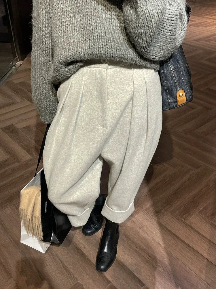 Women's High-Waist Ankle Pants with Pockets