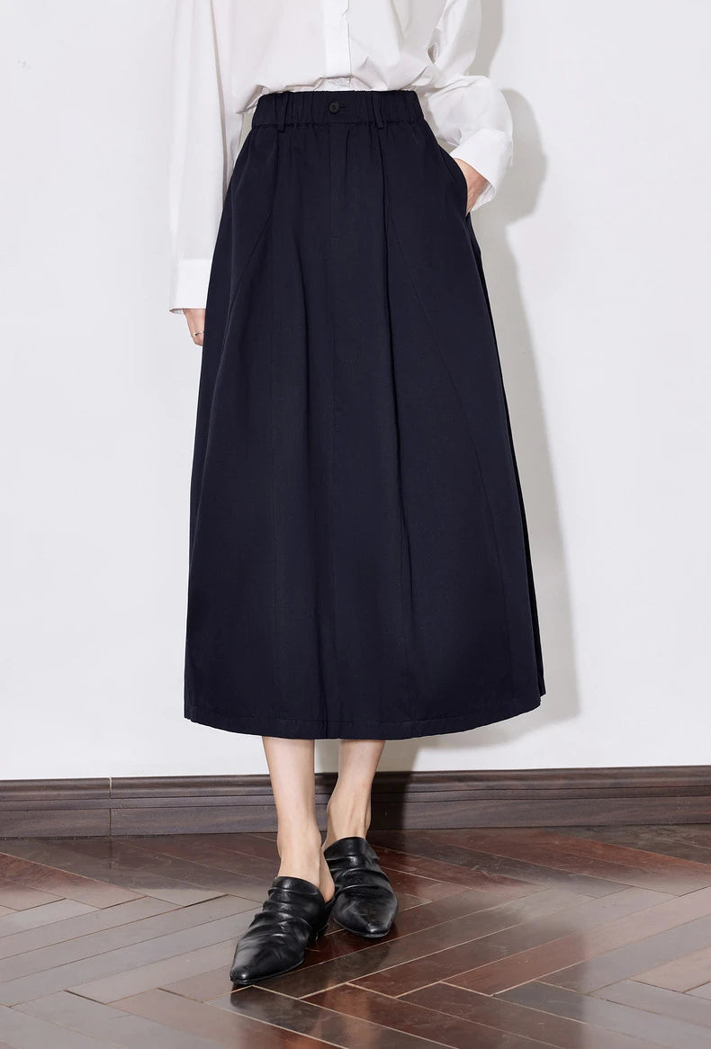 Toyouth Women's Cotton A-Line Midi Skirt | S–XL