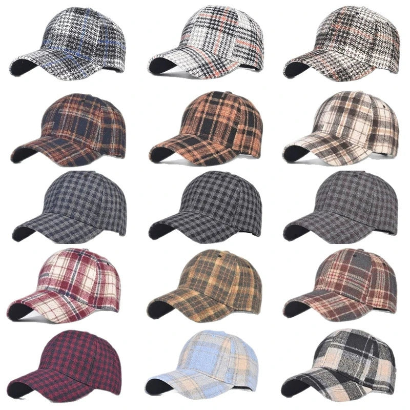 Unisex Checkered Baseball Cap with Adjustable Strap