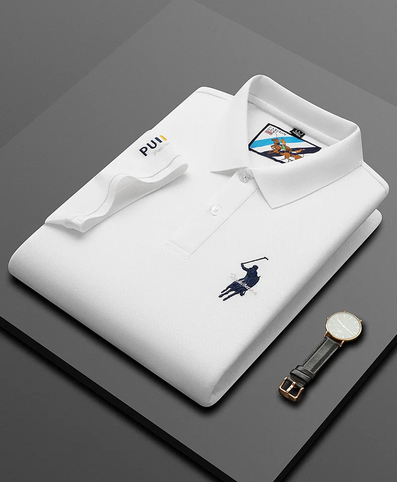 Men's Embroidered Cotton Polo Shirt – Breathable Summer Fit