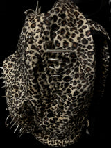 Punk Rivet Leopard Print Backpack Men's Bag Large Capacity Fashion Backpacks for Women