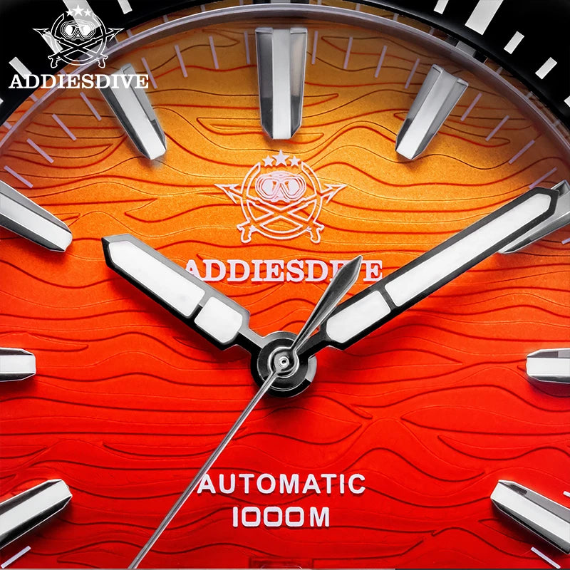ADDIESDIVE Automatic Watches For Men 1000M Waterproof Sapphire Flame Clouds Texture Luxury BGW9 Luminous New AD2526 Diving Watch