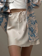 Satin Mini Skirt – Women's Elegant A-Line