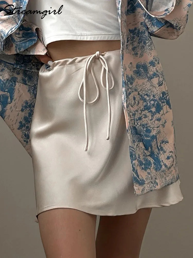 Satin Mini Skirt – Women's Elegant A-Line