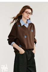 Women's Floral Embroidered Layered-Look Sweatshirt