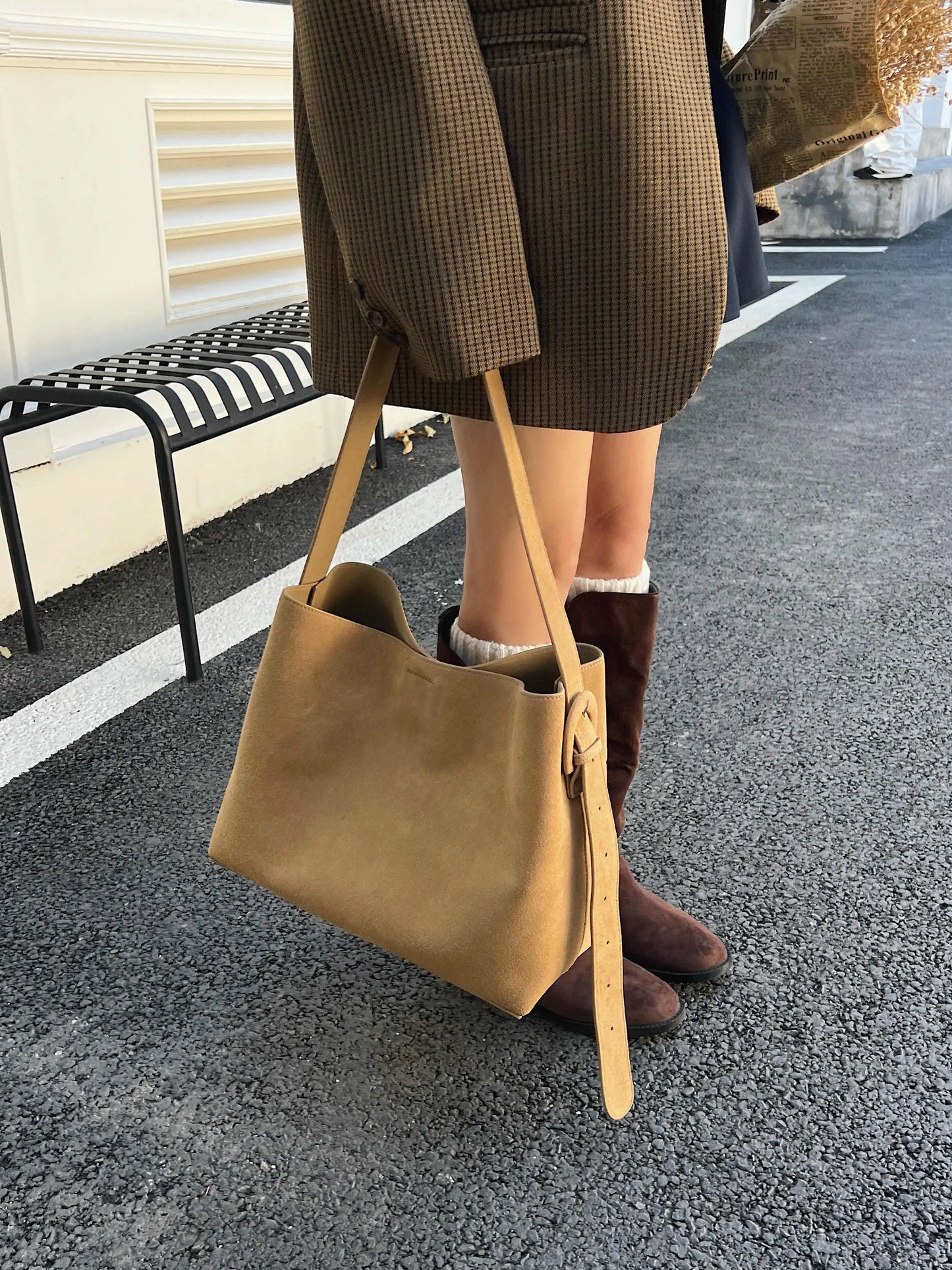 Motingsome Oversize Women Bag Luxury Suede Leather Winter Bags Frosted Cow Skin Handbag and Purses Retro Lady Tote 2024 New