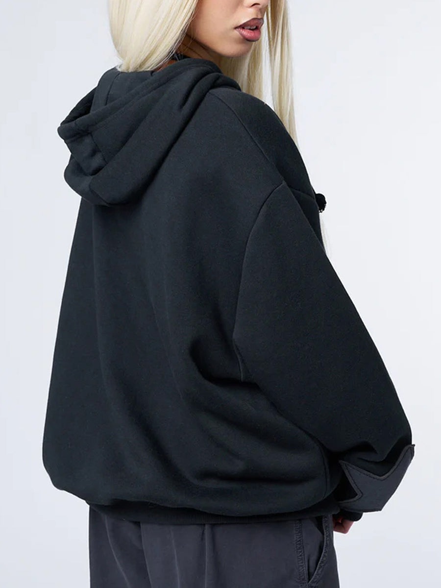 Women's Y2K Star Print Zip-Up Hoodie
