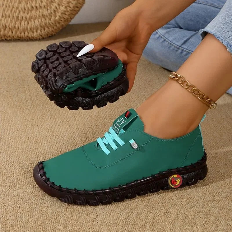 Women Sneakers Spring Summer 2025 New Soft-soled Roman Sneakers Breathable Retro Stitching Muffin Bottom Plus Size Women Shoes