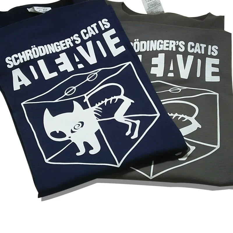 Men's T-shirt Top Quality Cotton Schrodinger's Cat Print Summer Short Sleeve Men T Shirt Casual The Big Bang Theory Mens Tshirt