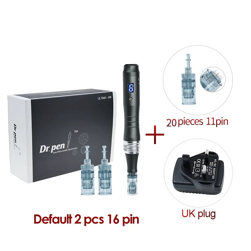 Dr pen Ultima M8 With 22 Cartridge Wireless MTS Derma Microneedle Pen Kit Professionals Use Beauty Machine Needle length 0.25 mm