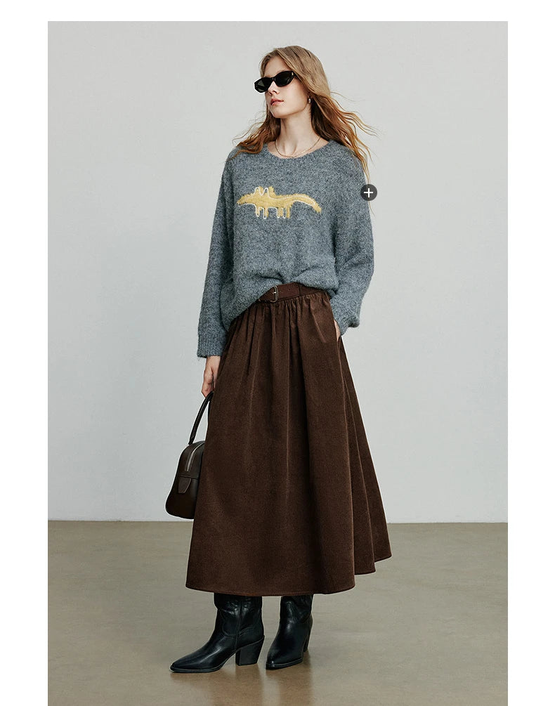 Toyouth Corduroy Ankle-Length A-Line Skirt | Autumn 2025