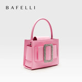 BAFELLI 2026 NEW WOMEN'S FASHION PINK EVENING HANDBAG SHOULDER BOXY BAG CASUAL PURSE LUXURY BRAND DESIGNER LEATHER TREND LADY