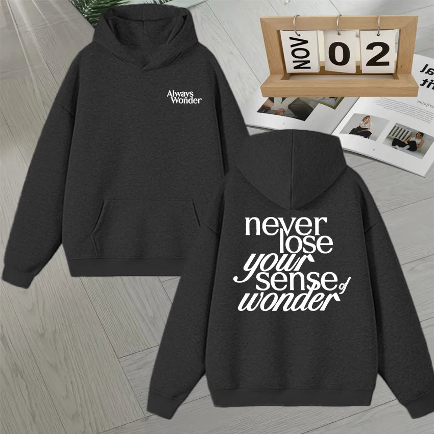 2025 Thai Drama The Secret of Us Autumn Winter Hoodie Always Wonder Letter Print Pullover Trendy Long sleeve Fleece Sweatshirts