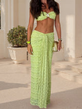 Shell Print Bandeau & Tie-Front Skirt Set