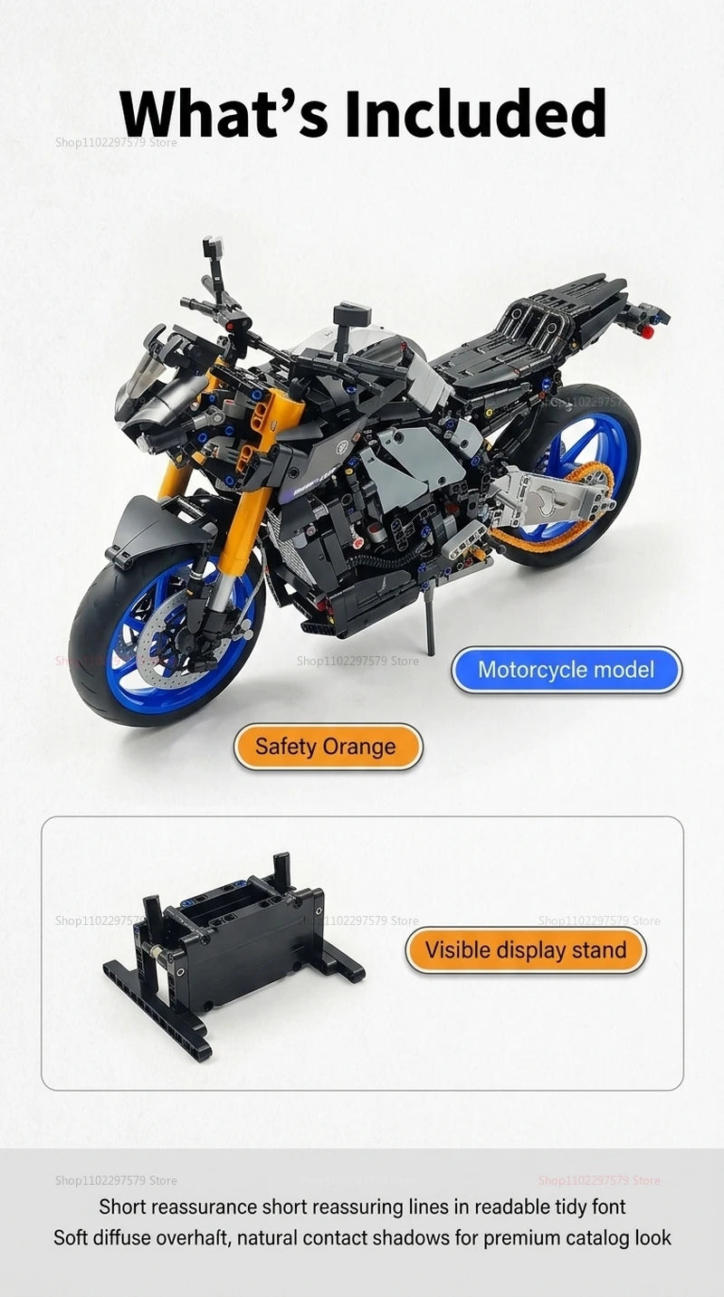 1478pcs Technology Racing Motorcycle Building Blocks Set Fast Speed Bike Small Particle Model DIY Toy for Adult Collectible Gift
