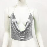 Women's Glitter Sequin Halter Top | Backless Camisole