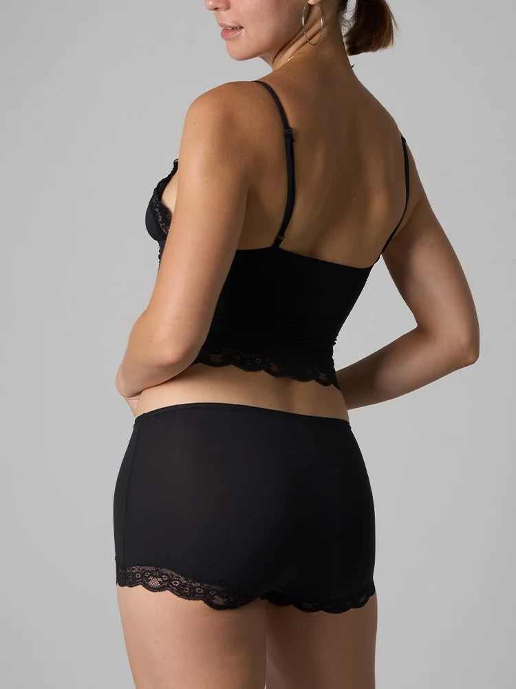 Europe American Simple Pink Light Thin Lace Strap Tank Top Flat Corner Lace Underwear for Women Comfortable Stretchy Short Sets